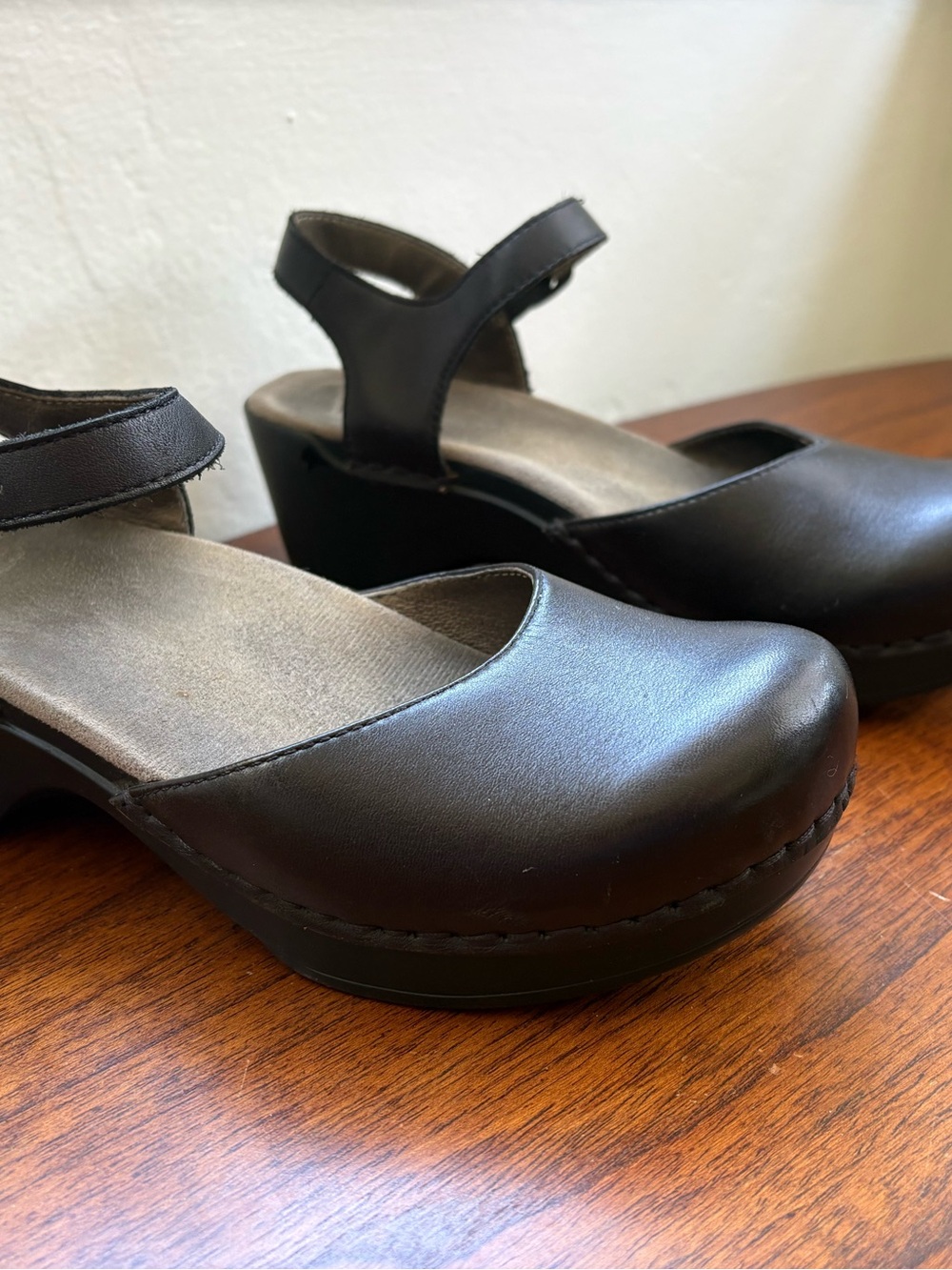 Dansko Sam Black Leather Mary Jane Clog